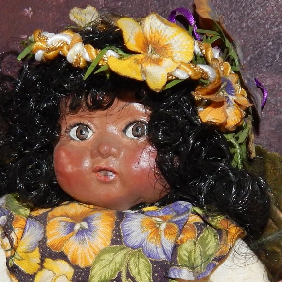 Artisian "Patsy" Pansy Flower Angel OAK Handmade with Love in 1996 - Picture 2 of 16